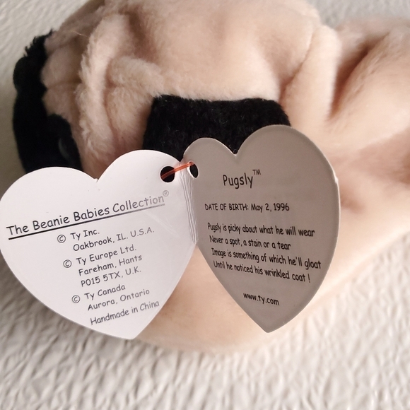 PUGSLY NWT Ty Beanie Babies Pug Dog Vintage - Picture 4 of 6